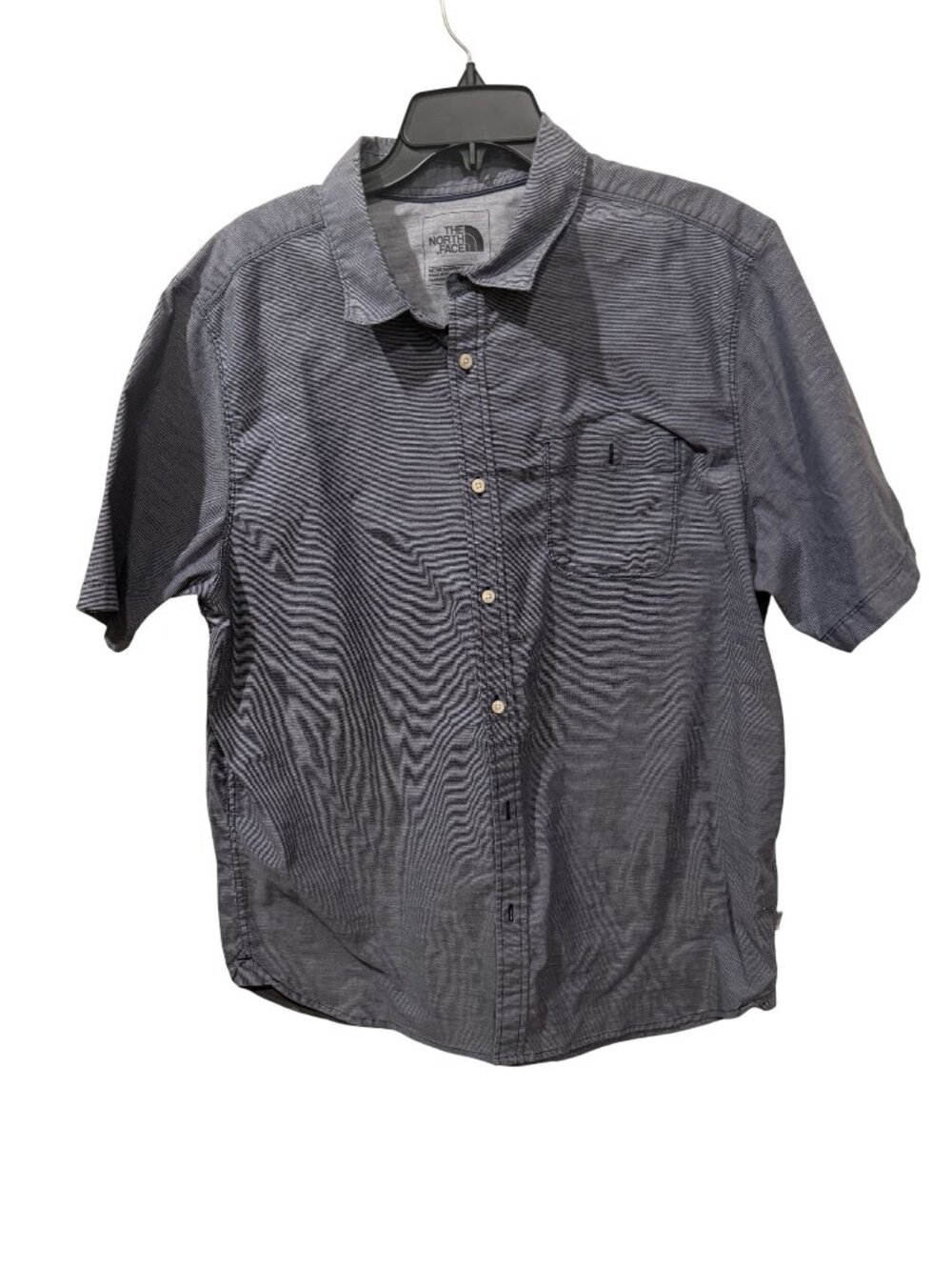 The North Face Mens XL Short Sleeve Button-Up Shirt In Blue